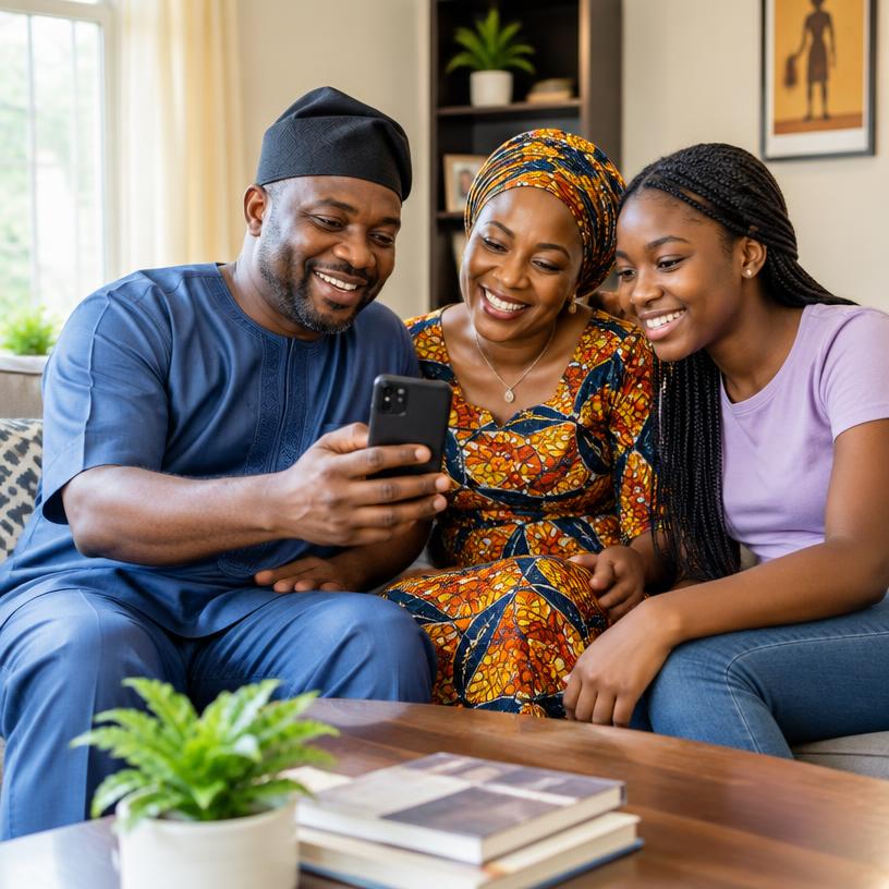A Nigerian family sharing a happy moment