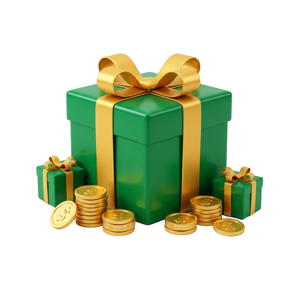 Green and gold reward gift